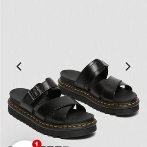 Dr. Marten’s Black Ryker Leather Strap Slide Sandals
